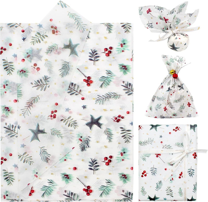 Benvo Christmas Tissue Paper 20x29 Inch - 20 Sheets Decoupage Craft Paper for Gift Wrapping, Flower DIY Art Projects, Spring Wedding, Birthday & Baby Shower Decorations(Style R) - Image 1